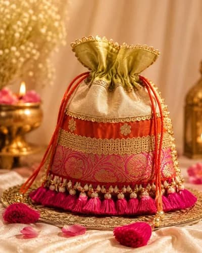 Embroidered Silk Potli